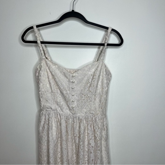 Talula Aritzia Women's Size 6 Debutante Off White Lace Mini Cocktail Dress Lined - Picture 3 of 16